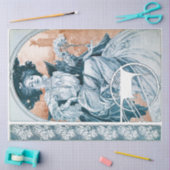 Vrouw met Roos, Mucha Tissuepapier (Craft)