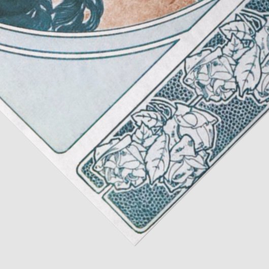Vrouw met Roos, Mucha Tissuepapier (Detail)