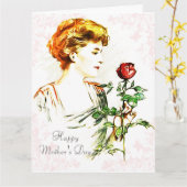 Vrouw met Roos Wenskaart Kaart (Gele Bloem)