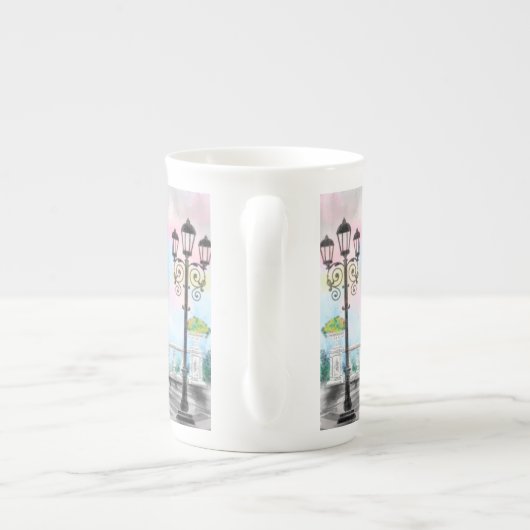 Vrouw met Roze Ballon in Parijs Mok Eiffeltoren (Achterkant)