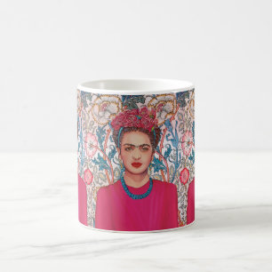 Vrouw met roze bloemen koffiemok