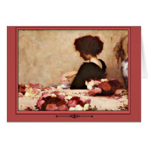  vrouw met roze en rode rozen