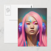Vrouw met roze haar briefkaart (Voorkant / Achterkant)