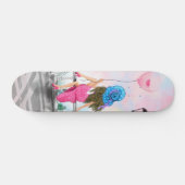 Vrouw met Roze Hart Ballon Skateboard Gift (Horizontaal)