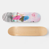 Vrouw met Roze Hart Ballon Skateboard Gift (Horizontaal)