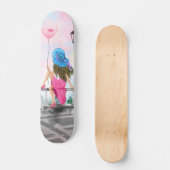 Vrouw met Roze Hart Ballon Skateboard Gift (Voorkant)