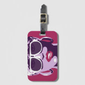 vrouw met roze lippenstift bagagelabel (Voorkant (verticaal))