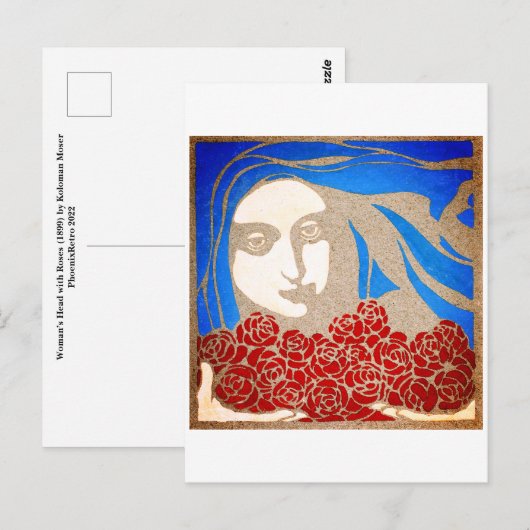 Vrouw met rozen briefkaart (Voorkant / Achterkant)