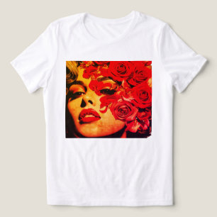 Vrouw Met Rozen Die Haar Gezicht Bedekken op een Z Tri-Blend Shirt