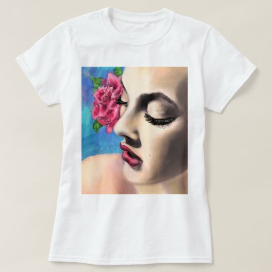  vrouw met Rozen T-shirt (Design voorkant)