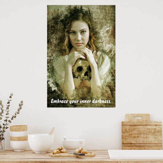  vrouw met schedel poster (Keuken)