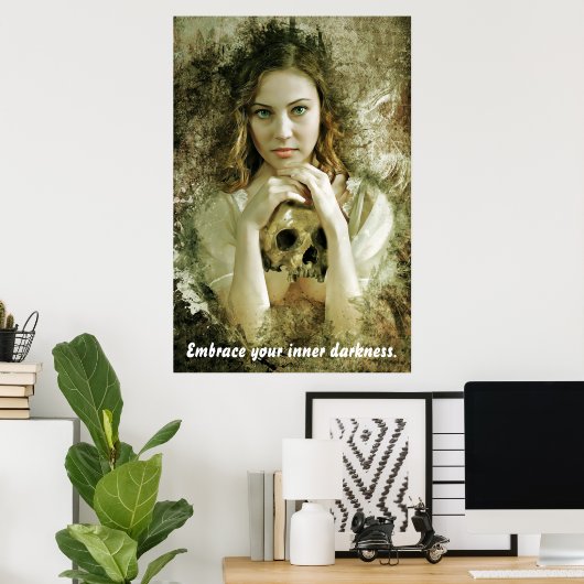  vrouw met schedel poster (Thuiskantoor)