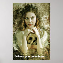  vrouw met schedel poster