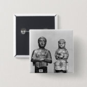 Vrouw met scheerhaar vierkante button 5,1 cm (Voorkant /achterkant)