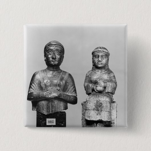 Vrouw met scheerhaar vierkante button 5,1 cm (Voorkant)
