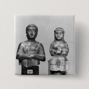 Vrouw met scheerhaar vierkante button 5,1 cm