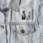 Vrouw met scheerhaar vierkante button 5,1 cm (In situ)