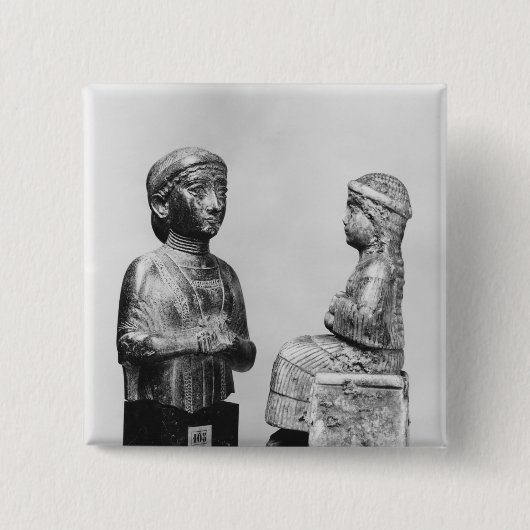 Vrouw met scheerhaar vierkante button 5,1 cm (Voorkant)