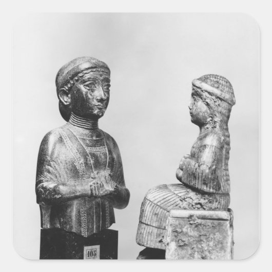 Vrouw met scheerhaar vierkante sticker (Voorkant)