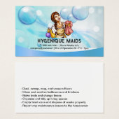 Vrouw met schoonmaakbenodigdheden | Zeepbellen Visitekaartje (Voorkant /achterkant)