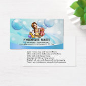 Vrouw met schoonmaakbenodigdheden | Zeepbellen Visitekaartje (Bureau)