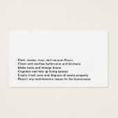 Vrouw met schoonmaakbenodigdheden | Zeepbellen Visitekaartje (Achterkant)