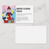 Vrouw met schoonmaakmiddelen | schoonmaken van het visitekaartje (Voorkant / Achterkant)