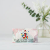 Vrouw met schoonmaakmiddelen visitekaartje (Staand voorkant)