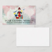 Vrouw met schoonmaakmiddelen visitekaartje (Voorkant / Achterkant)