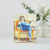 Vrouw met schoorsteenolie briefkaart (Staand voorkant)