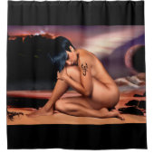 Vrouw met Scorpion Tattoo-kunstwerk — gordijn (Voorkant)