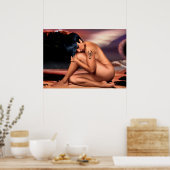 Vrouw met Scorpion Tattoo Kunstwerk Poster (Keuken)