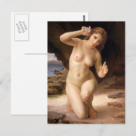 Vrouw met Shell - Bouguereau Briefkaart (Voorkant / Achterkant)