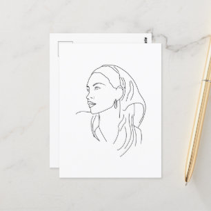 Vrouw met sjaal briefkaart