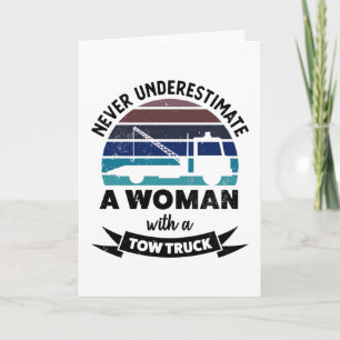 Vrouw met sleepvrachtwagen Funny Towing Gift Moms Kaart
