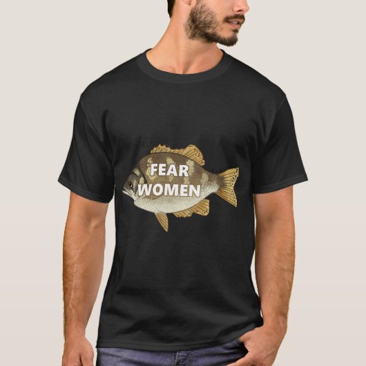 VROUW MET SPEERVISSEN VAN HOGFISH T-SHIRT (Voorkant)