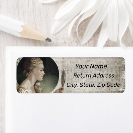  vrouw met spiegel Personaliseer Adres Etiket (Insitu)