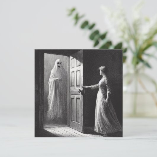 Vrouw met Spoken en Gast Illustratie uit vroeger t Kaart (Staand voorkant)