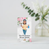 Vrouw met Squeegee en Spray Fles Visitekaartje (Staand voorkant)
