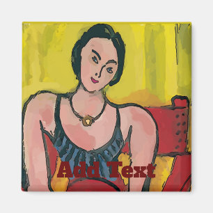 Vrouw met stoel, personaliseer Magnet