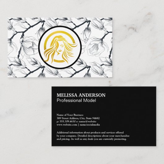 Vrouw met stromend haar | Natuurlijke bloemen Visitekaartje (Voorkant / Achterkant)
