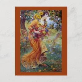 Vrouw met Summer Bounty Briefkaart