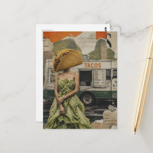 Vrouw Met Taco Als Hoofd en Sladress Briefkaart