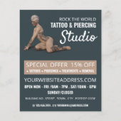 Vrouw met tatoeage, Tattoo & body Piercing Studio Flyer (Voorkant)