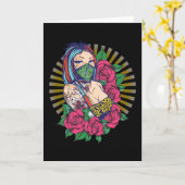 Vrouw met Tattoos Kaart (Gele Bloem)