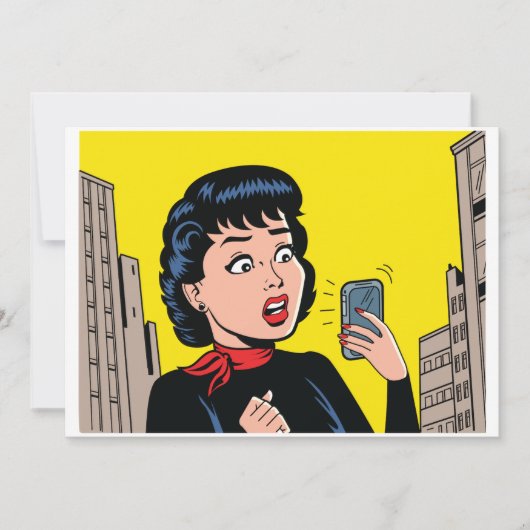 Vrouw met telefoonuitnodigingen kaart (Voorkant)