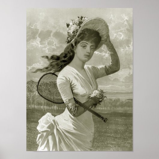 vrouw met Tennis Racket, 1887 Poster (Voorkant)