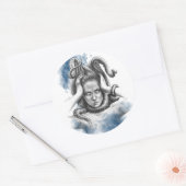 Vrouw met tentakels in surrealistische haarfantasi ronde sticker (Envelop)