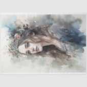 Vrouw met Tiara Waterverf 2 Decoupage Papier (Voorkant)