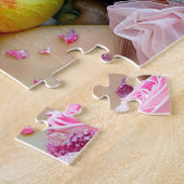 Vrouw met tropisch fruit en bloemaccenten legpuzzel (Zijkant)